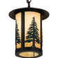 Meyda Lighting Fulton 10" Craftsman Brown Tall Pines Pendant Light With Green & Beige Art Shade Glass