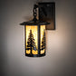 Meyda Lighting Fulton 10" Craftsman Brown Tall Pines Wall Sconce With Beige Shade Glass