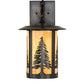 Meyda Lighting Fulton 10" Craftsman Brown Tall Pines Wall Sconce With Beige Shade Glass