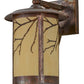Meyda Lighting Fulton 10" Hammered Vintage Copper Branches Solid Mount Wall Sconce With Beige Earth Marble Shade
