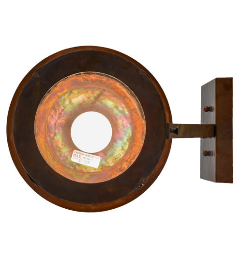 Meyda Lighting Fulton 10" Hammered Vintage Copper Branches Solid Mount Wall Sconce With Beige Earth Marble Shade