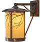 Meyda Lighting Fulton 10" Hammered Vintage Copper Branches Solid Mount Wall Sconce With Beige Earth Marble Shade