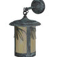 Meyda Lighting Fulton 10" Verdigris Lone Pine Hanging Wall Sconce With Beige Iridescent Shade Glass