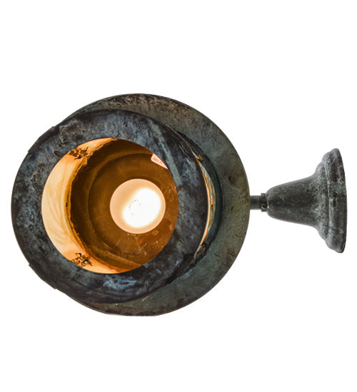 Meyda Lighting Fulton 10" Verdigris Lone Pine Hanging Wall Sconce With Beige Iridescent Shade Glass