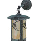 Meyda Lighting Fulton 10" Verdigris Whispering Pines Hanging Wall Sconce With Beige Iridescent Shade Glass