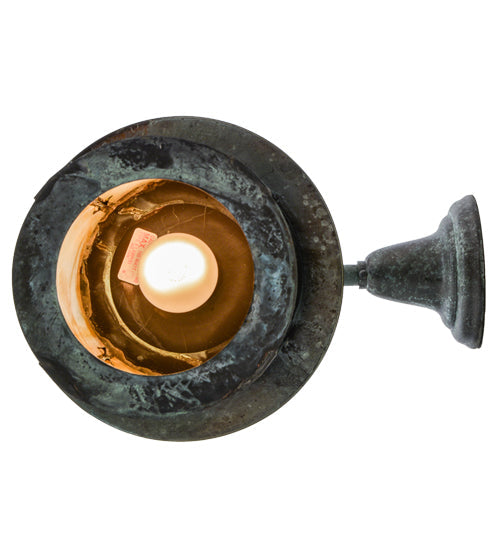 Meyda Lighting Fulton 10" Verdigris Whispering Pines Hanging Wall Sconce With Beige Iridescent Shade Glass