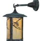Meyda Lighting Fulton 10" Verdigris Whispering Pines Hanging Wall Sconce With Beige Iridescent Shade Glass