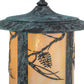 Meyda Lighting Fulton 10" Verdigris Whispering Pines Hanging Wall Sconce With Beige Iridescent Shade Glass