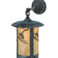Meyda Lighting Fulton 10" Verdigris Whispering Pines Hanging Wall Sconce With Beige Iridescent Shade Glass