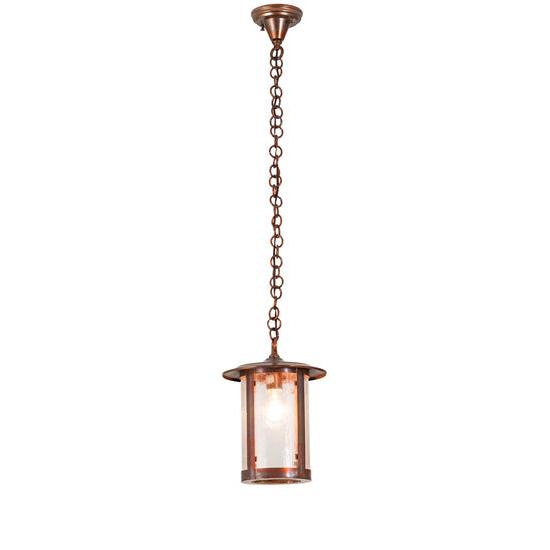 Meyda Lighting Fulton 10" Vintage Copper Pendant Light With Clear Seeded Shade Glass