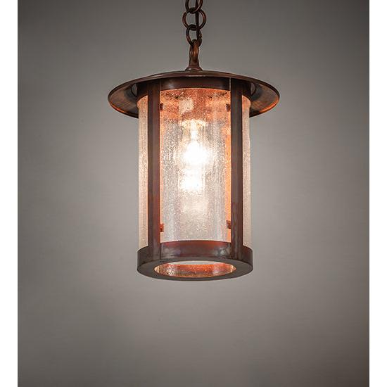 Meyda Lighting Fulton 10" Vintage Copper Pendant Light With Clear Seeded Shade Glass