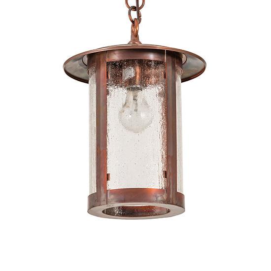 Meyda Lighting Fulton 10" Vintage Copper Pendant Light With Clear Seeded Shade Glass