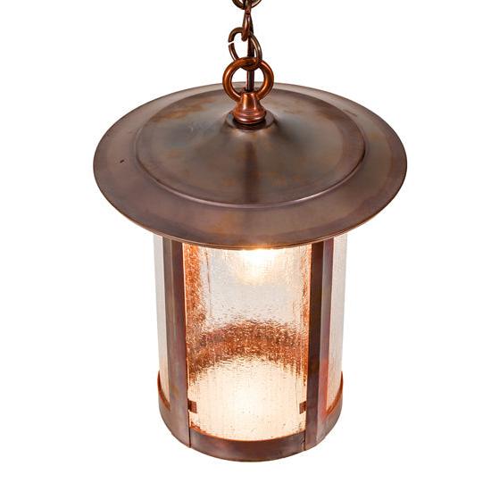 Meyda Lighting Fulton 10" Vintage Copper Pendant Light With Clear Seeded Shade Glass