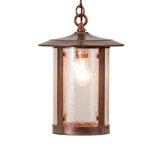 Meyda Lighting Fulton 10" Vintage Copper Pendant Light With Clear Seeded Shade Glass