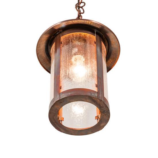 Meyda Lighting Fulton 10" Vintage Copper Pendant Light With Clear Seeded Shade Glass