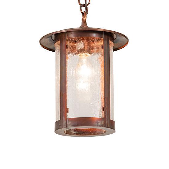 Meyda Lighting Fulton 10" Vintage Copper Pendant Light With Clear Seeded Shade Glass