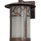 Meyda Lighting Fulton 10" Vintage Copper Personalized Monogram Solid Mount Wall Sconce With Clear Frosted Seeded Shade Glass