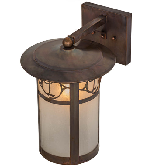 Meyda Lighting Fulton 10" Vintage Copper Personalized Monogram Solid Mount Wall Sconce With Clear Frosted Seeded Shade Glass