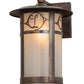 Meyda Lighting Fulton 10" Vintage Copper Personalized Monogram Solid Mount Wall Sconce With Clear Frosted Seeded Shade Glass