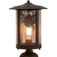 Meyda Lighting Fulton 10" Vintage Copper Winter Pine Outdoor Pier Mount Light With Clear Seeded Shade Glass