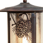 Meyda Lighting Fulton 10" Vintage Copper Winter Pine Outdoor Pier Mount Light With Clear Seeded Shade Glass