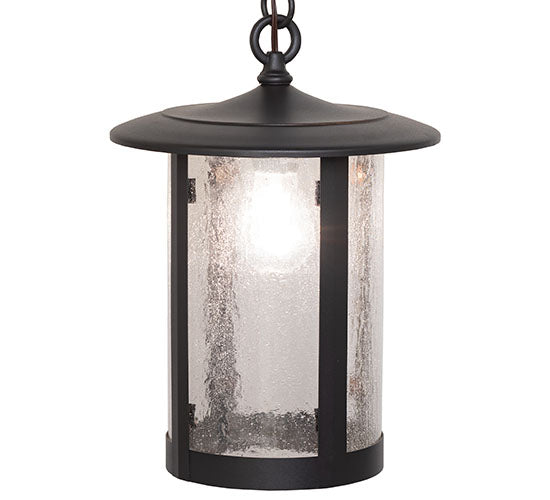 Meyda Lighting Fulton 10" Wrought Iron Prime Pendant Light With Clear Seeded Shade Glass