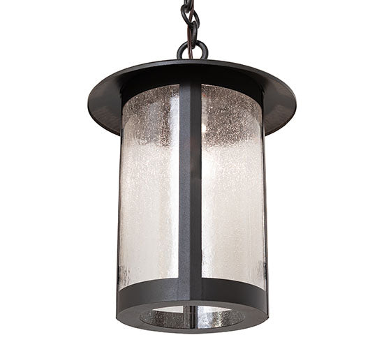 Meyda Lighting Fulton 10" Wrought Iron Prime Pendant Light With Clear Seeded Shade Glass