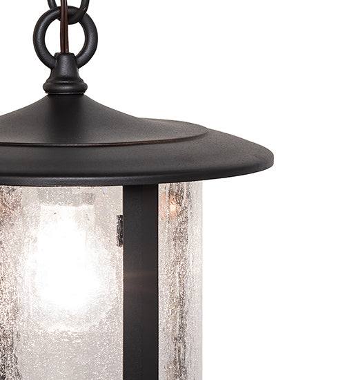 Meyda Lighting Fulton 10" Wrought Iron Prime Pendant Light With Clear Seeded Shade Glass
