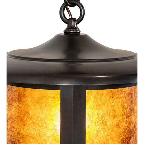Meyda Lighting Fulton 12" Brown Pendant Light With Amber Mica Shade Glass