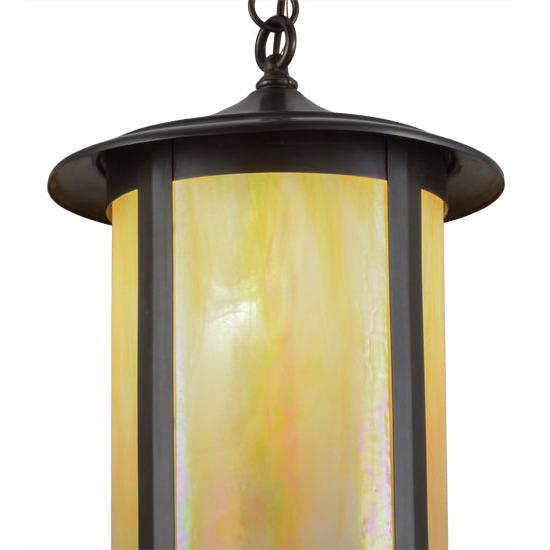 Meyda Lighting Fulton 12" Brown Pendant Light With Beige Iridescent Shade Glass