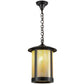 Meyda Lighting Fulton 12" Brown Pendant Light With Beige Iridescent Shade Glass