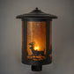 Meyda Lighting Fulton 12" Craftsman Brown Deer Creek Post Mount Light With Amber Mica Shade Glass