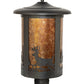 Meyda Lighting Fulton 12" Craftsman Brown Deer Creek Post Mount Light With Amber Mica Shade Glass