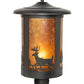 Meyda Lighting Fulton 12" Craftsman Brown Deer Creek Post Mount Light With Amber Mica Shade Glass