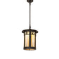 Meyda Lighting Fulton 12" Craftsman Brown On Brass Personalized Monogram Pendant Light With Beige Art Shade Glass