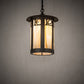 Meyda Lighting Fulton 12" Craftsman Brown On Brass Personalized Monogram Pendant Light With Beige Art Shade Glass