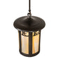 Meyda Lighting Fulton 12" Craftsman Brown On Brass Personalized Monogram Pendant Light With Beige Art Shade Glass