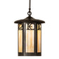 Meyda Lighting Fulton 12" Craftsman Brown On Brass Personalized Monogram Pendant Light With Beige Art Shade Glass