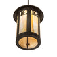 Meyda Lighting Fulton 12" Craftsman Brown On Brass Personalized Monogram Pendant Light With Beige Art Shade Glass