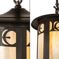 Meyda Lighting Fulton 12" Craftsman Brown On Brass Personalized Monogram Pendant Light With Beige Art Shade Glass