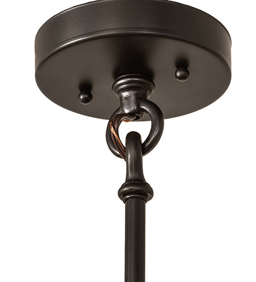 Meyda Lighting Fulton 12" Craftsman Brown On Brass Personalized Monogram Pendant Light With Beige Art Shade Glass