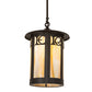 Meyda Lighting Fulton 12" Craftsman Brown On Brass Personalized Monogram Pendant Light With Beige Art Shade Glass
