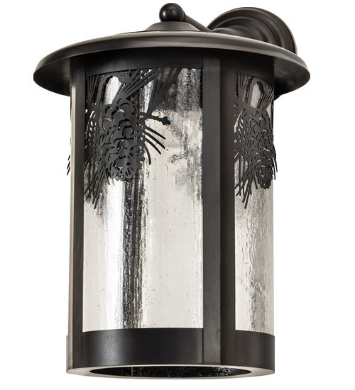 Meyda Lighting Fulton 12" Craftsman Brown On Brass Winter Pine Solid Mount Wall Sconce With Clear Seeded Shade Glass