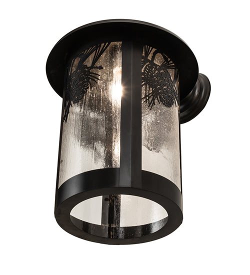 Meyda Lighting Fulton 12" Craftsman Brown On Brass Winter Pine Solid Mount Wall Sconce With Clear Seeded Shade Glass