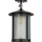 Meyda Lighting Fulton 12" Craftsman Brown Prime Flush Mount Light With Clear Granite Shade Glass
