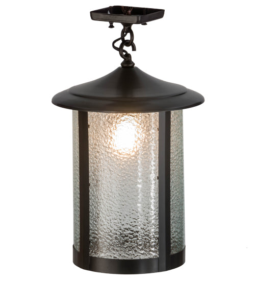 Meyda Lighting Fulton 12" Craftsman Brown Prime Flush Mount Light With Clear Granite Shade Glass