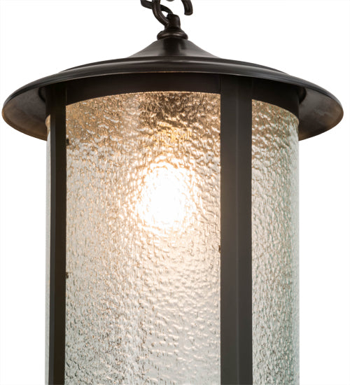 Meyda Lighting Fulton 12" Craftsman Brown Prime Flush Mount Light With Clear Granite Shade Glass