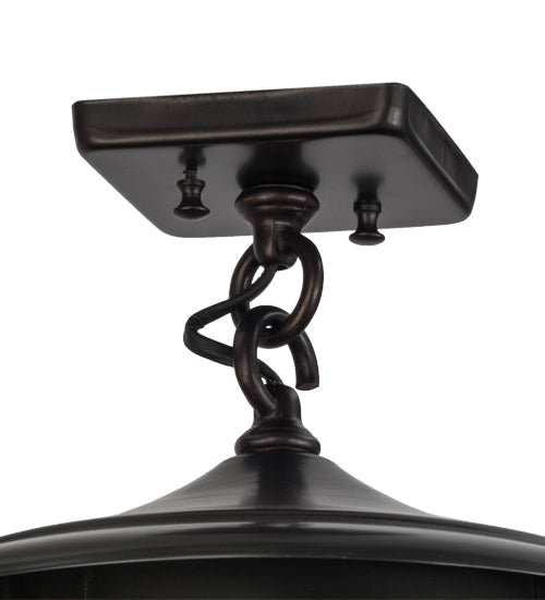 Meyda Lighting Fulton 12" Craftsman Brown Prime Flush Mount Light With Clear Granite Shade Glass