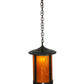 Meyda Lighting Fulton 12" Craftsman Brown Prime Pendant Light With Frosted Honey Art Shade Glass