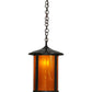 Meyda Lighting Fulton 12" Craftsman Brown Prime Pendant Light With Frosted Honey Art Shade Glass